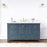 Altair - Isla 60" Single Bathroom Vanity Set in Classic Blue/Gray and Composite Carrara White Stone Countertop without Mirror | 538060S-XX-AW-NM