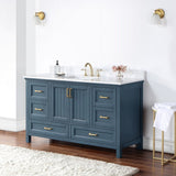 Altair - Isla 60" Single Bathroom Vanity Set in Classic Blue/Gray and Composite Carrara White Stone Countertop without Mirror | 538060S-XX-AW-NM