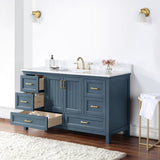 Altair - Isla 60" Single Bathroom Vanity Set in Classic Blue/Gray and Composite Carrara White Stone Countertop without Mirror | 538060S-XX-AW-NM