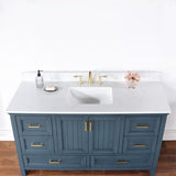 Altair - Isla 60" Single Bathroom Vanity Set in Classic Blue/Gray and Composite Carrara White Stone Countertop without Mirror | 538060S-XX-AW-NM