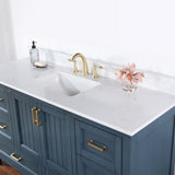Altair - Isla 60" Single Bathroom Vanity Set in Classic Blue/Gray and Composite Carrara White Stone Countertop without Mirror | 538060S-XX-AW-NM