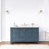 Altair - Isla 60" Single Bathroom Vanity Set in Classic Blue/Gray and Composite Carrara White Stone Countertop without Mirror | 538060S-XX-AW-NM