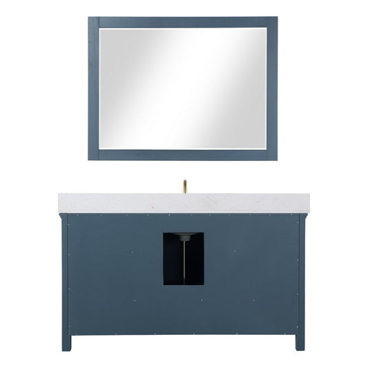 Altair - Isla 60" Single Bathroom Vanity Set in Classic Blue/Gray and Composite Carrara White Stone Countertop with Mirror | 538060S-XX-AW