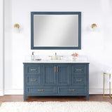 Altair - Isla 60" Single Bathroom Vanity Set in Classic Blue/Gray and Composite Carrara White Stone Countertop with Mirror | 538060S-XX-AW