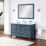 Altair - Isla 60" Single Bathroom Vanity Set in Classic Blue/Gray and Composite Carrara White Stone Countertop with Mirror | 538060S-XX-AW