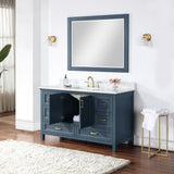 Altair - Isla 60" Single Bathroom Vanity Set in Classic Blue/Gray and Composite Carrara White Stone Countertop with Mirror | 538060S-XX-AW