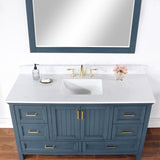 Altair - Isla 60" Single Bathroom Vanity Set in Classic Blue/Gray and Composite Carrara White Stone Countertop with Mirror | 538060S-XX-AW