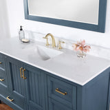 Altair - Isla 60" Single Bathroom Vanity Set in Classic Blue/Gray and Composite Carrara White Stone Countertop with Mirror | 538060S-XX-AW