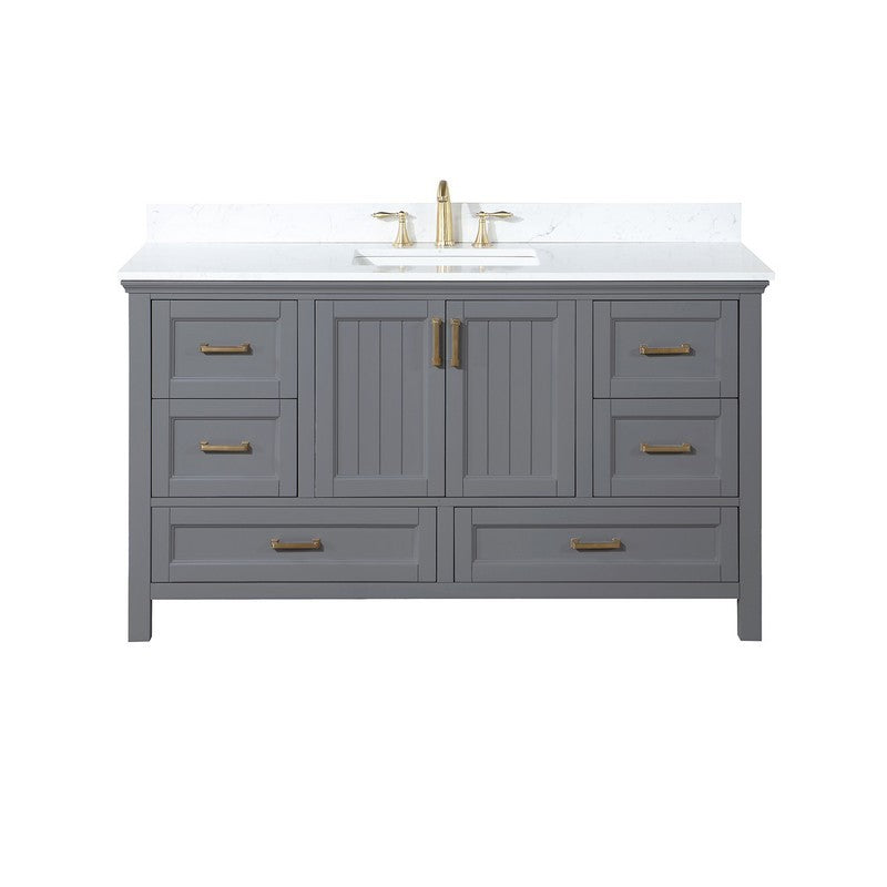 Altair - Isla 60" Single Bathroom Vanity Set in Classic Blue/Gray and Composite Carrara White Stone Countertop without Mirror | 538060S-XX-AW-NM