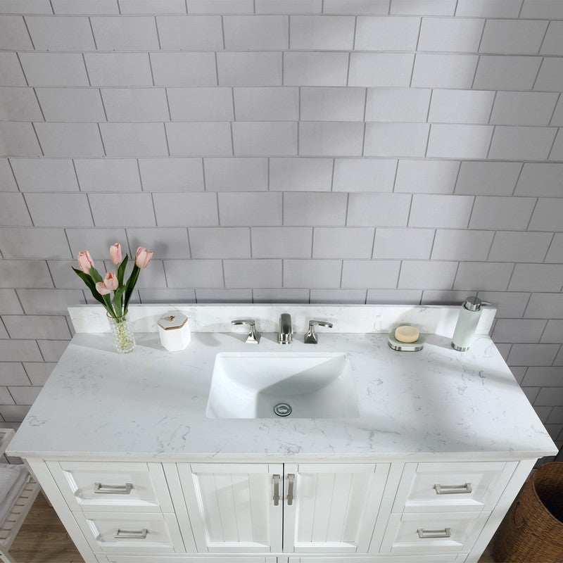 Altair - Isla 60" Single Bathroom Vanity Set in White and Carrara White Marble Countertop without Mirror | 538060S-WH-AW-NM