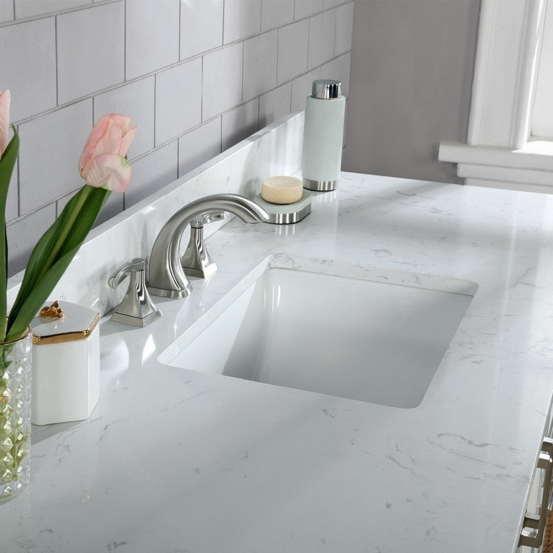 Altair - Isla 60" Single Bathroom Vanity Set in White and Carrara White Marble Countertop with Mirror | 538060S-WH-AW