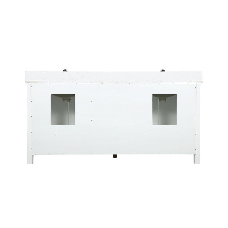 Altair - Isla 72" Double Bathroom Vanity Set in White and Carrara White Marble Countertop without Mirror | 538072-WH-AW-NM