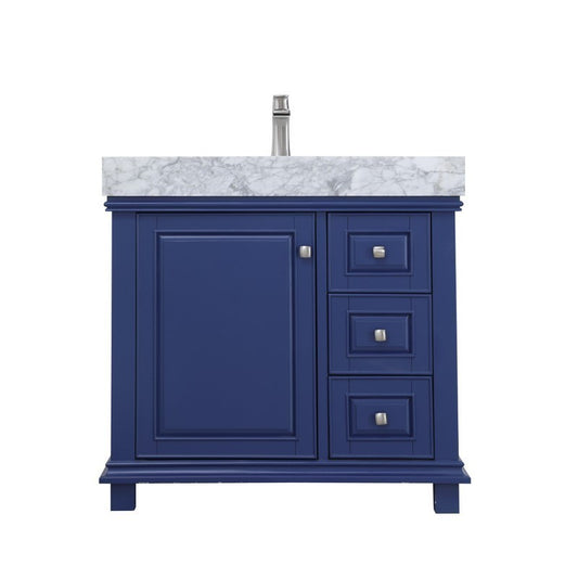 Altair - Jardin 36" Single Bathroom Vanity Set in Jewelry Blue/White and Carrara White Marble Countertop without Mirror | 539036-XX-CA-NM