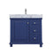 Altair - Jardin 36" Single Bathroom Vanity Set in Jewelry Blue/White and Carrara White Marble Countertop without Mirror | 539036-XX-CA-NM
