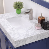Altair - Jardin 36" Single Bathroom Vanity Set in Jewelry Blue/White and Carrara White Marble Countertop with Mirror | 539036-XX-CA