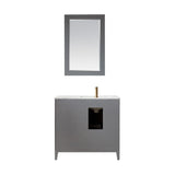 Altair - Sutton 36" Single Bathroom Vanity Set in Gray/Royal Green/White and Carrara White Marble Countertop with Mirror | 541036-XX-CA