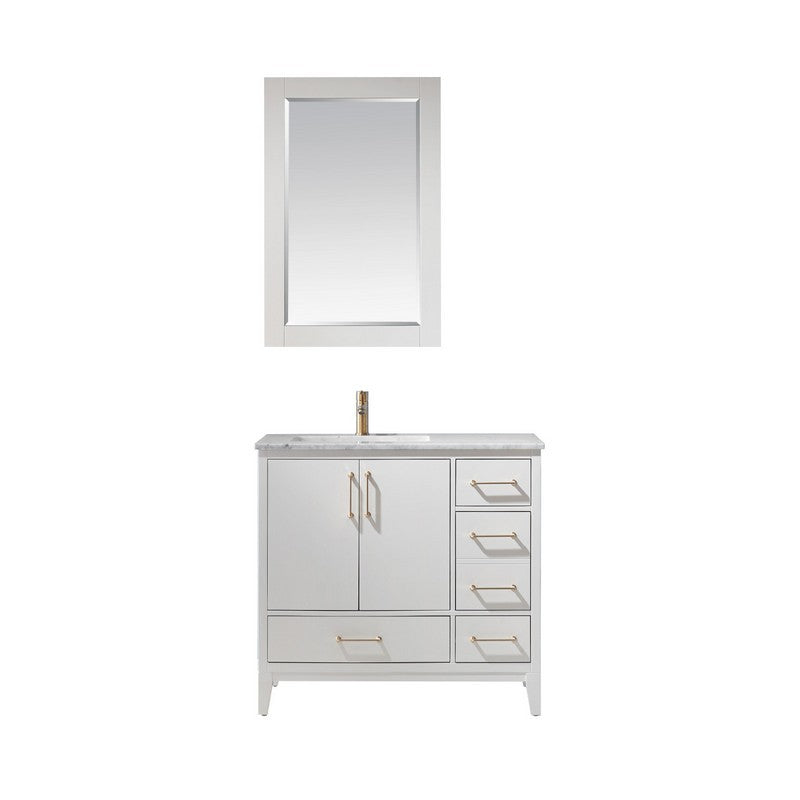 Altair - Sutton 36" Single Bathroom Vanity Set in Gray/Royal Green/White and Carrara White Marble Countertop with Mirror | 541036-XX-CA