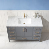 Altair - Sutton 48" Single Bathroom Vanity Set in Gray/Royal Green/White and Carrara White Marble Countertop without Mirror | 541048-XX-CA-NM