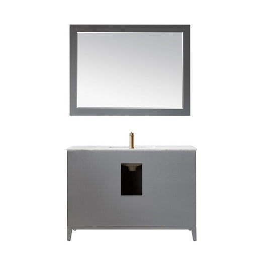 Altair - Sutton 48" Single Bathroom Vanity Set in Gray/Royal Green/White and Carrara White Marble Countertop with Mirror | 541048-XX-CA