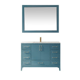 Altair - Sutton 48" Single Bathroom Vanity Set in Gray/Royal Green/White and Carrara White Marble Countertop with Mirror | 541048-XX-CA
