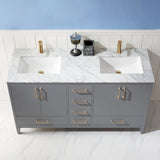 Altair - Sutton 60" Double Bathroom Vanity Set in Gray/Royal Green/White and Carrara White Marble Countertop without Mirror | 541060-XX-CA-NM