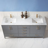 Altair - Sutton 72" Double Bathroom Vanity Set in Gray/Royal Green/White and Carrara White Marble Countertop without Mirror | 541072-XX-CA-NM