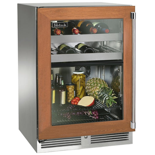 Perlick - 24" Signature Series Marine Grade Dual-Zone Refrigerator/Wine Reserve with fully integrated panel-ready glass door, with lock - HP24CM