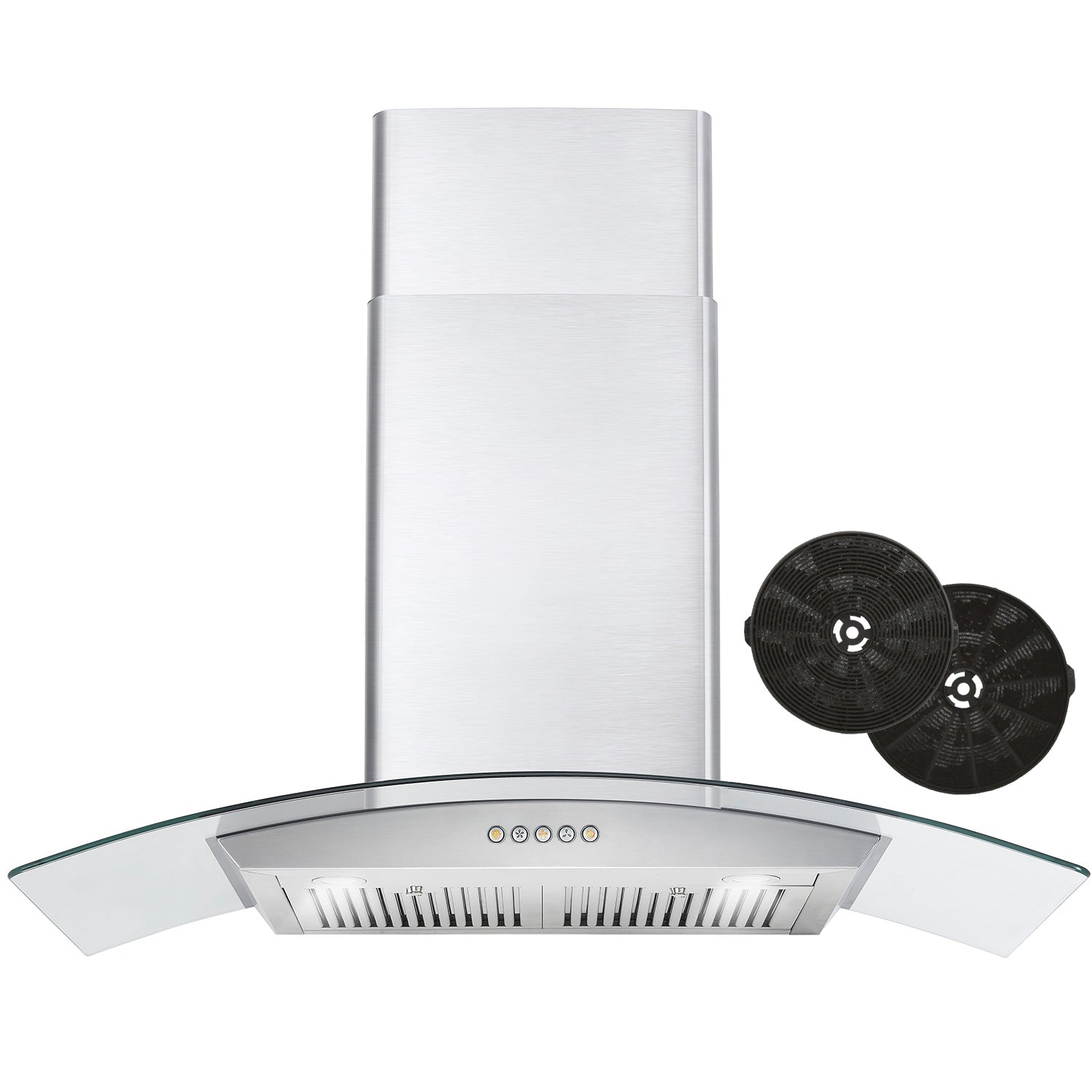 Cosmo - 36 in. Ductless Wall Mount Range Hood in Stainless Steel with LED Lighting and Carbon Filter Kit for Recirculating | COS-668A900-DL