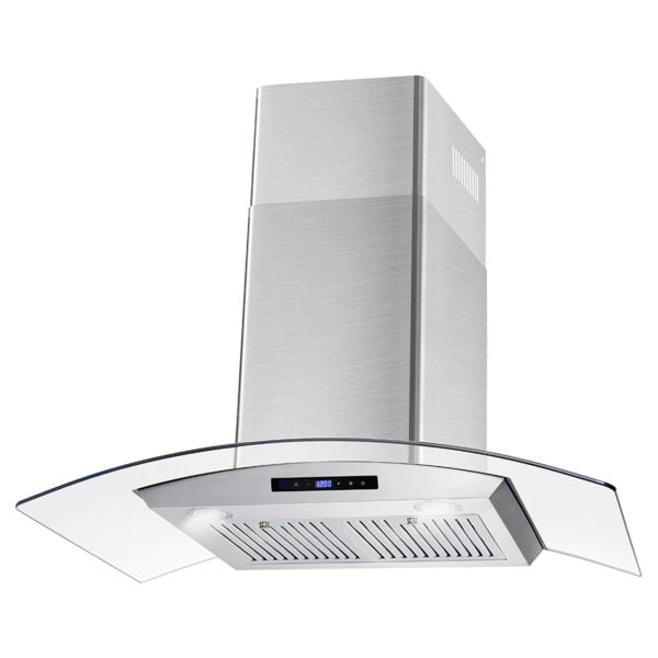 Cosmo - 36 in. Ductless Wall Mount Range Hood in Stainless Steel with LED Lighting and Carbon Filter Kit for Recirculating | COS-668AS900-DL