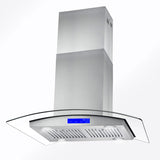 Cosmo - 30 in. Ductless Island Range Hood with Soft Touch Controls, LED Lights and Permanent Filters in Stainless Steel | COS-63ISS75-DL