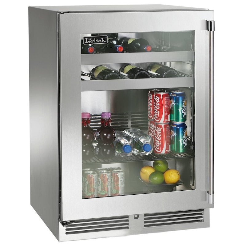 Perlick - Signature Series Sottile 18" Depth Marine Grade Beverage Center with stainless steel glass door- HH24BM-4