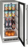 U-Line | Outdoor Solid Refrigerator 15" Lock Reversible Hinge Stainless Solid 115v | Outdoor Collection | UORE115-SS31A