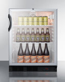 Summit | 24 Inch Craft Beer Pub Cellar with 5.5 Cu. Ft. Capacity, Commercially Approved, Lock, Adjustable Glass Shelves, Double-Pane Tempered Glass Door, Digital Thermostat, 100% CFC Free, and ADA Compliant | SCR600BGLDTPUBADA