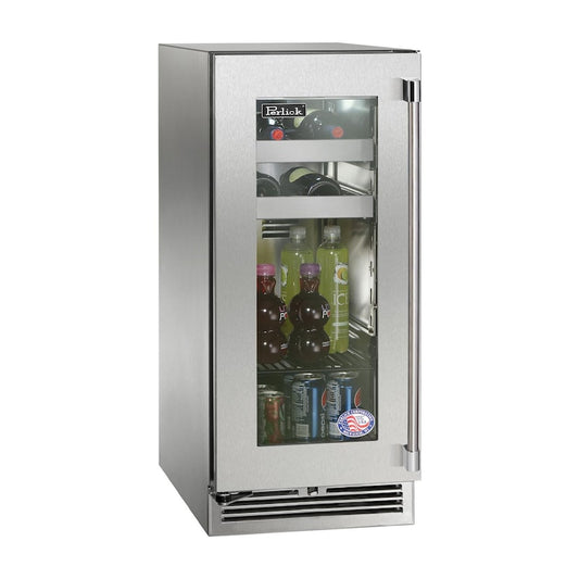 Perlick - 15" Signature Series Outdoor Beverage Center with stainless steel glass door, with lock - HP15BO