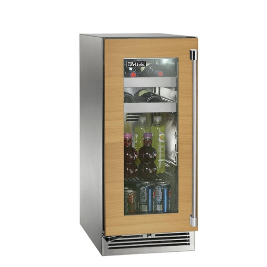 Perlick - 15" Signature Series Marine Grade Beverage Center with fully integrated panel-ready glass door- HP15BM-4