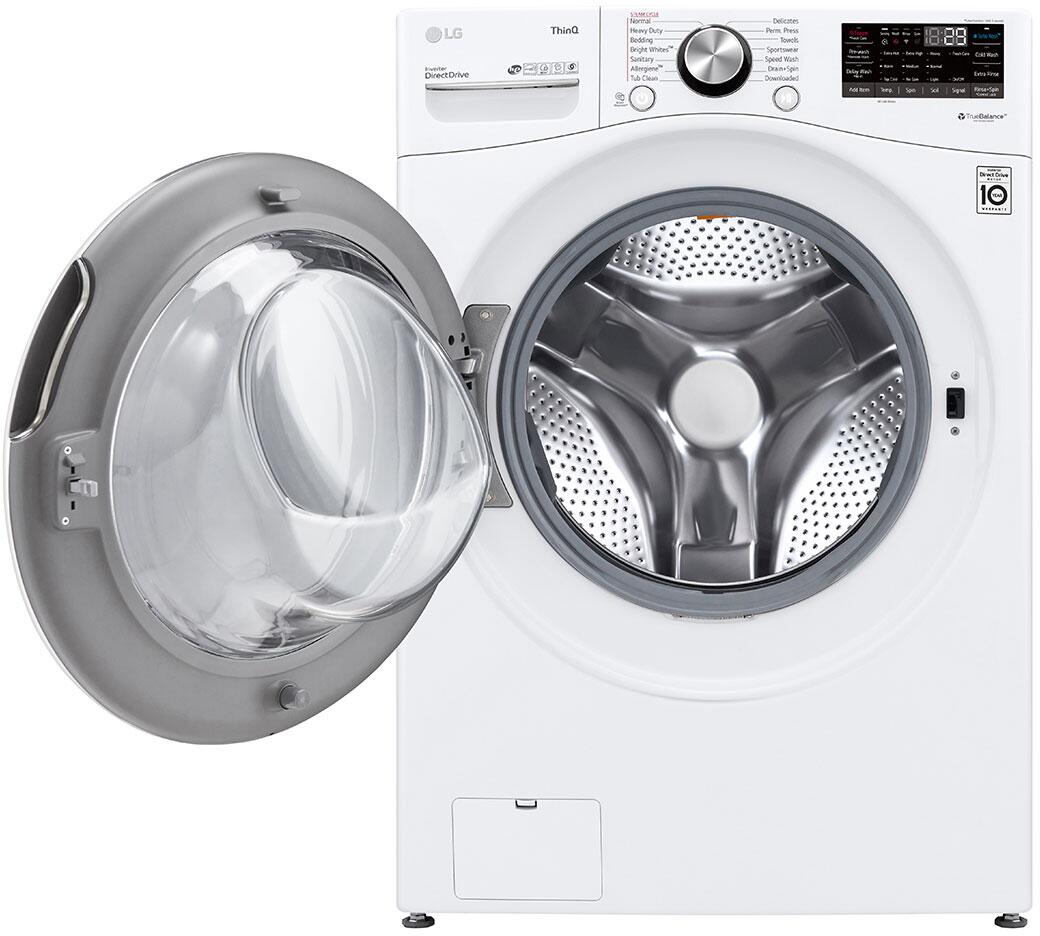 LG - 27 in. 5.0 cu. ft. Mega Capacity White Smart Front Load Washing Machine and LG - 4.2 Cu. Ft. Compact White Electric Dryer