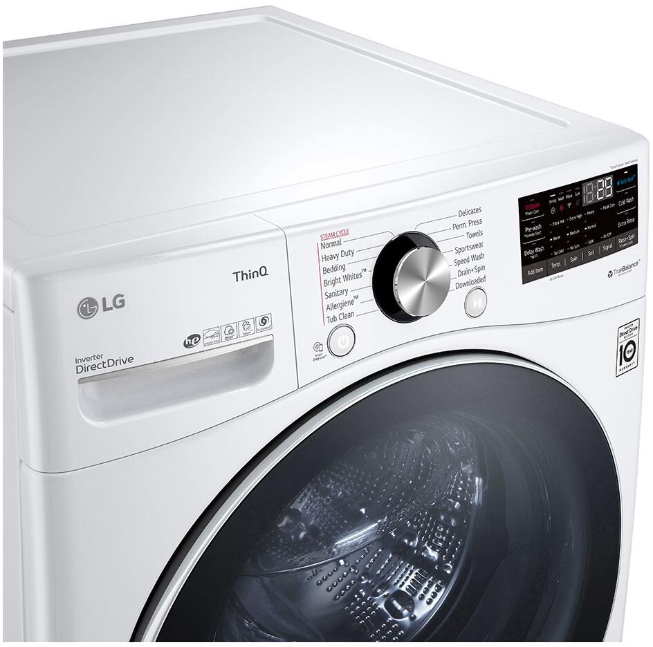 LG - 27 in. 5.0 cu. ft. Mega Capacity White Smart Front Load Washing Machine and LG - 4.2 Cu. Ft. Compact White Electric Dryer