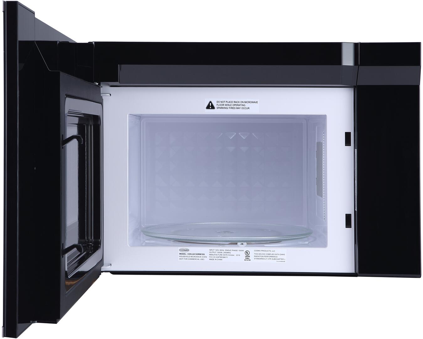 Cosmo - 24 In. 1.34 cu. ft. Over the Range Microwave in Stainless Steel with Vent Fan | COS-2413ORM1SS