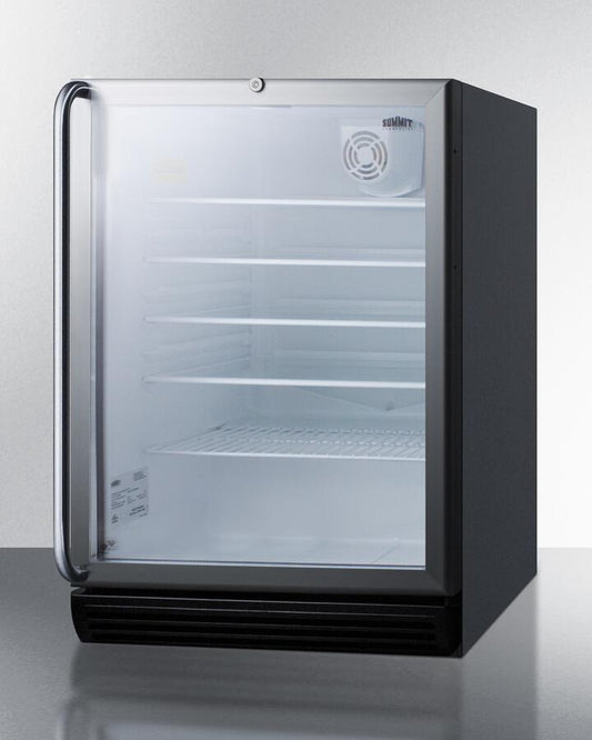 Summit | 24" Built-In Commercial Beverage Center with 5.5 Cu. Ft. Capacity, Adjustable Glass Shelves, Double Pane Tempered Glass Door, Door Lock, Automatic Defrost, ETL-S Listed to ANSI-NSF Standard 7, and ADA Compliant | SCR600BGLBISHADA