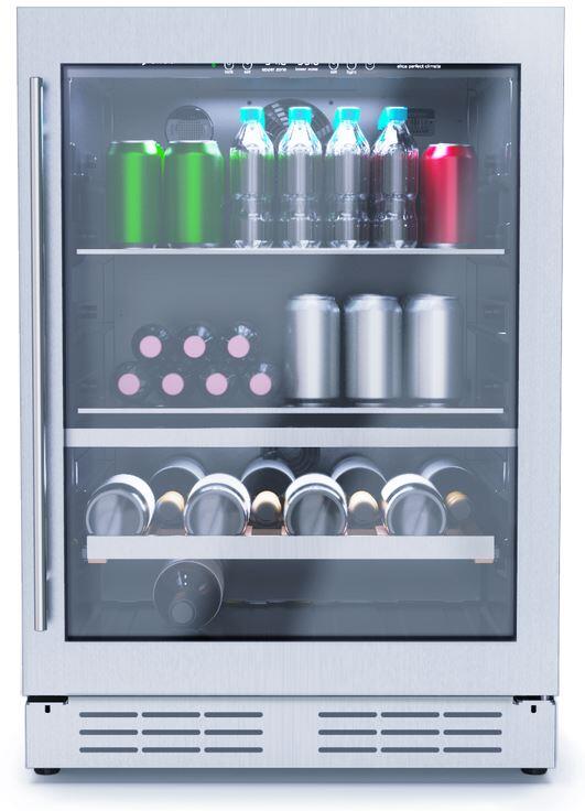 Elica -  Single Door, Dual Zone, Beverage and Wine Center, 23 7/16" W x 22 7/16" D x 33-34" H, 4.8 cu/ft   - Undercounter Refrigerator | EBS52SS1