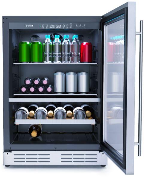 Elica -  Single Door, Dual Zone, Beverage and Wine Center, 23 7/16" W x 22 7/16" D x 33-34" H, 4.8 cu/ft   - Undercounter Refrigerator | EBS52SS1