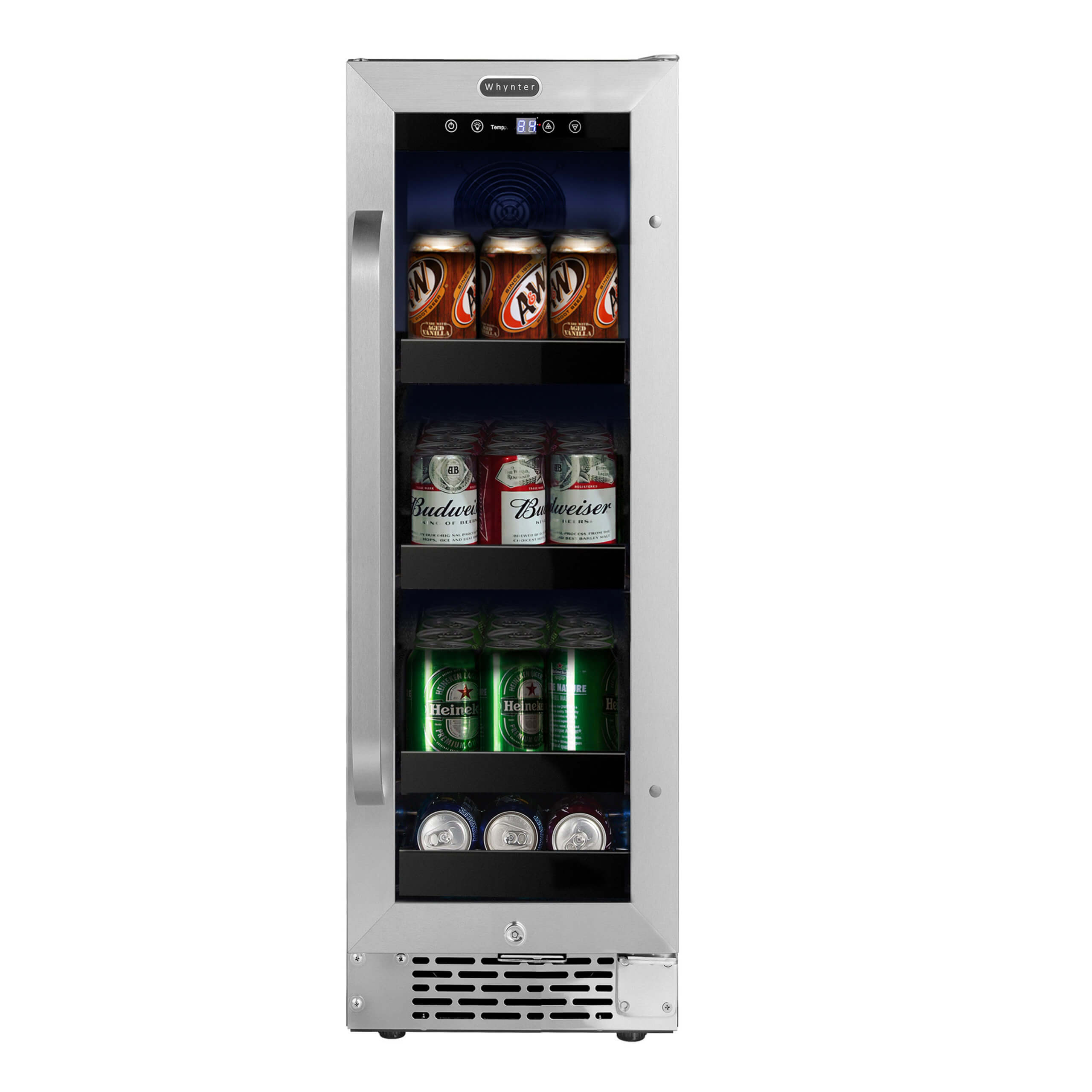 Whynter - BBR-638SB 12 inch Built-In 60 Can Undercounter Stainless Steel Beverage Refrigerator with Reversible Door, Digital Control, Lock and Carbon Filter  | BBR-638SB