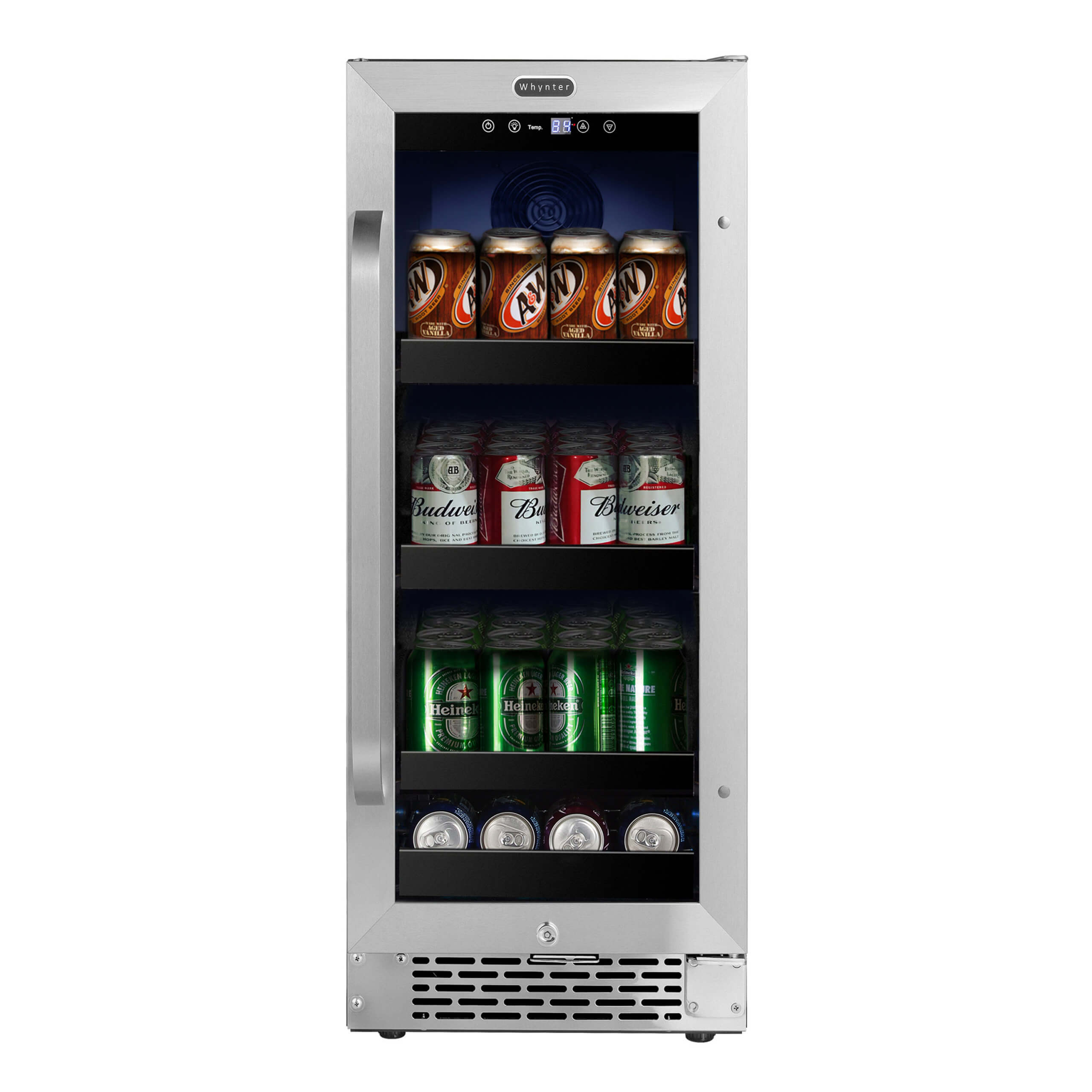 Whynter - BBR-838SB 15 inch Built-In 80 Can Undercounter Stainless Steel Beverage Refrigerator with Reversible Door, Digital Control, Lock and Carbon Filter  | BBR-838SB