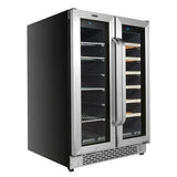 Whynter - 24 - inch Built-In French Door Dual Zone 20 Bottle Wine 60 Can Beverage Cooler | BWB-2060FDS