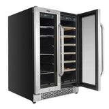 Whynter - 24 - inch Built-In French Door Dual Zone 20 Bottle Wine 60 Can Beverage Cooler | BWB-2060FDS