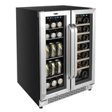 Whynter - 24 - inch Built-In French Door Dual Zone 20 Bottle Wine 60 Can Beverage Cooler | BWB-2060FDS