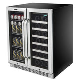 Whynter - 30 Built-In French Door Dual Zone 33 Bottle Wine Refrigerator 88 Can Beverage Center | BWB-3388FDS