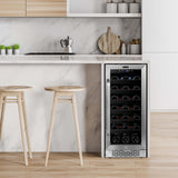 Whynter - BWR-308SB 15 inch Built-In 33 Bottle Undercounter Stainless Steel Wine Refrigerator with Reversible Door, Digital Control, Lock and Carbon Filter  | BWR-308SB