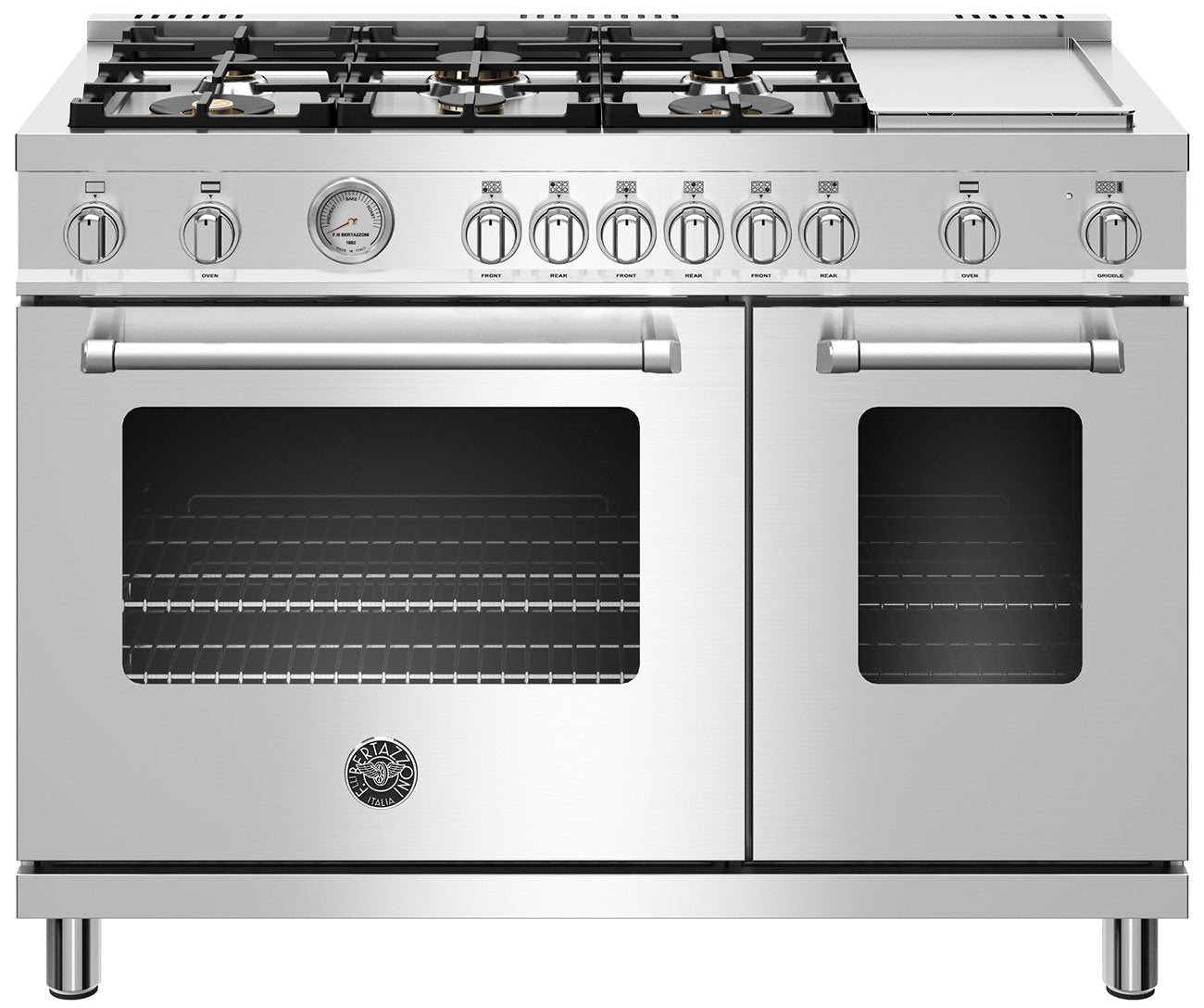 Bertazzoni | 48" Master Series range - Gas Oven - 6 brass burners + griddle - LP version | MAST486GGASXTLP