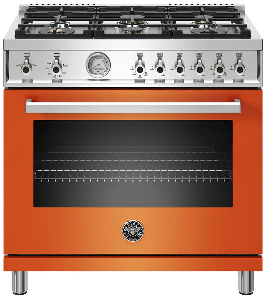 Bertazzoni - HERT366GASNET - 36 Heritage Series range - Gas Oven - 6 brass  burners-HERT366GASNET